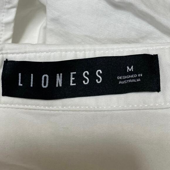Lioness Women's White Open Back Long Sleeve Button Up Shirt Crop Top Size M - Picture 3 of 4